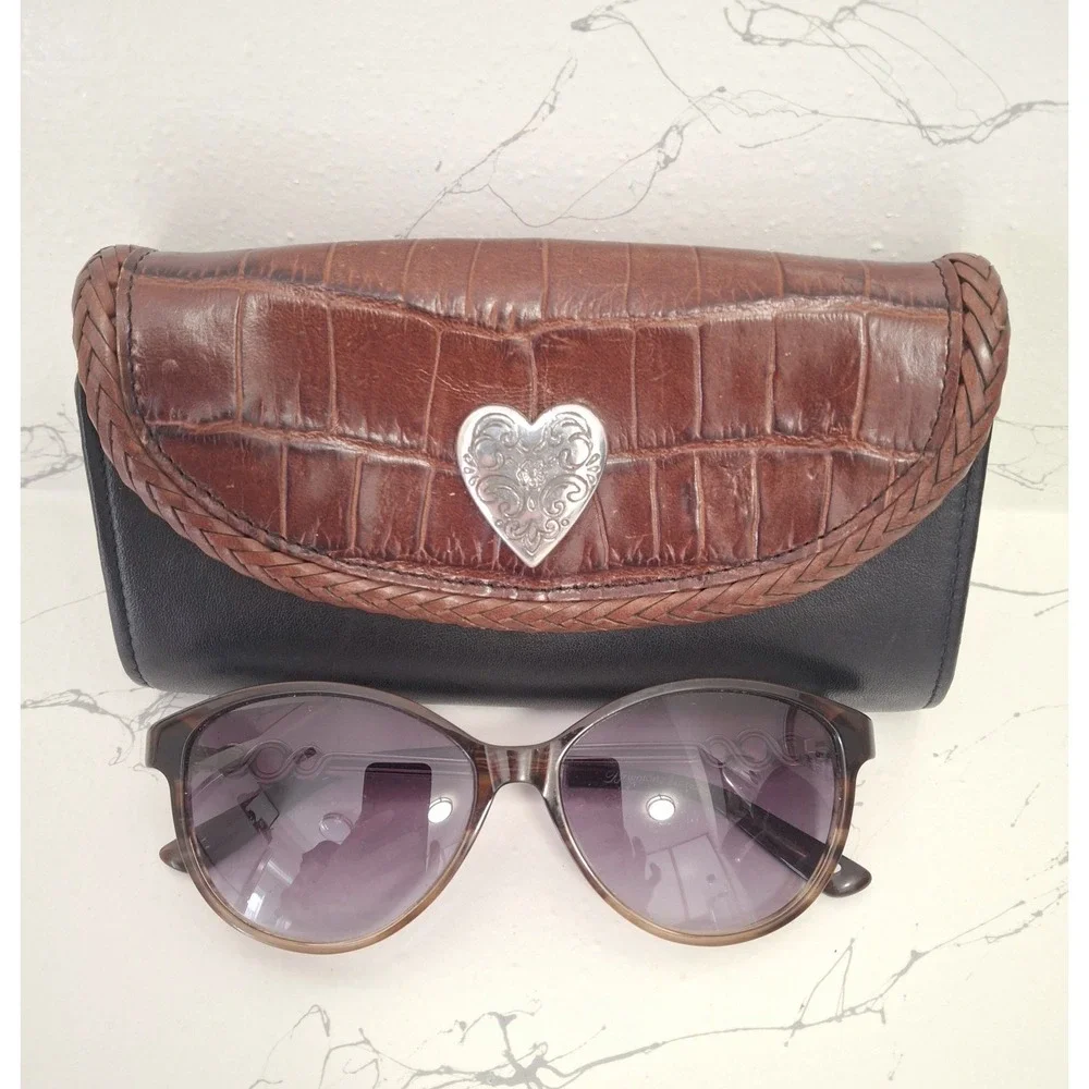 Vintage Brighton Women's Sunglasses Tortoise Shell With Rhinestones & Case